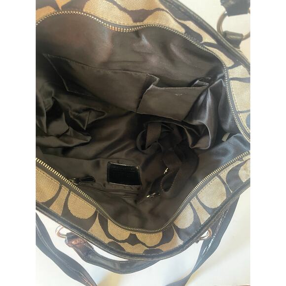 Coach Y2K Gray Black Poppy Rocker Logo Signature Patent Handle Satchel Tote Bag - Picture 7 of 8